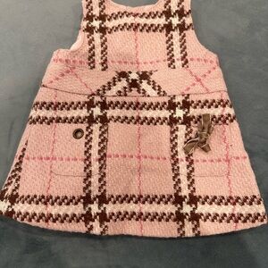 Lili Gaufrette Pink and Brown wool Checkered Dress jumper 3m girls holiday